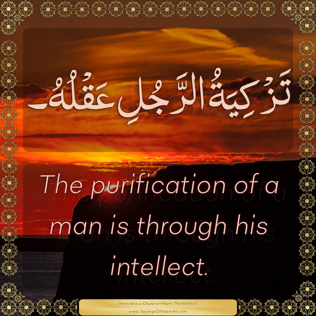 The purification of a man is through his intellect.